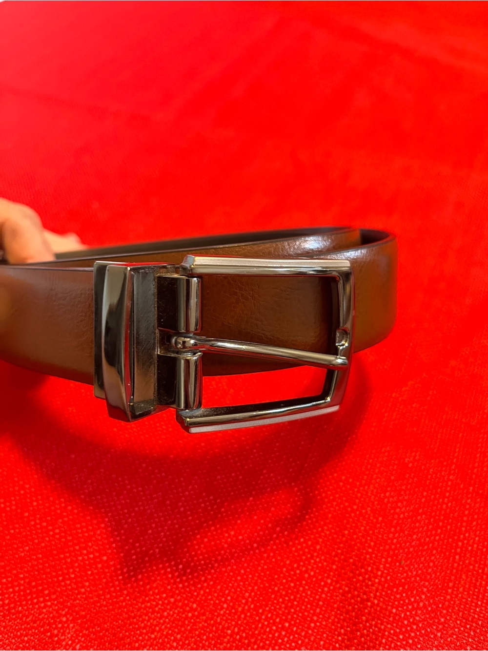 Men's Brown Leather Belt with Silver  Buckle size 34 NWOT H80